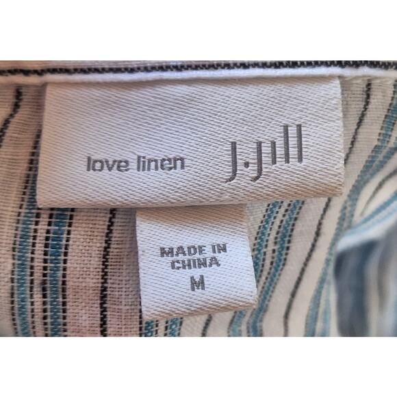 J. Jill Women Medium Blue White Striped Nautical Linen Relaxed Fit Tunic Top - Picture 4 of 6